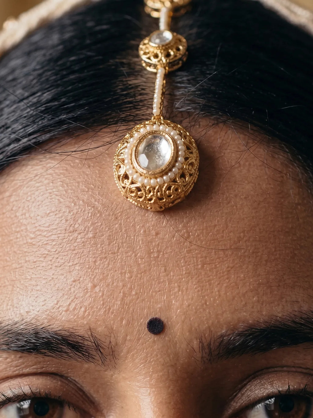 Royal Polki Maang Tikka – Gold Finish Traditional Bridal Matha Patti | Kundan Inspired Forehead Jewelry