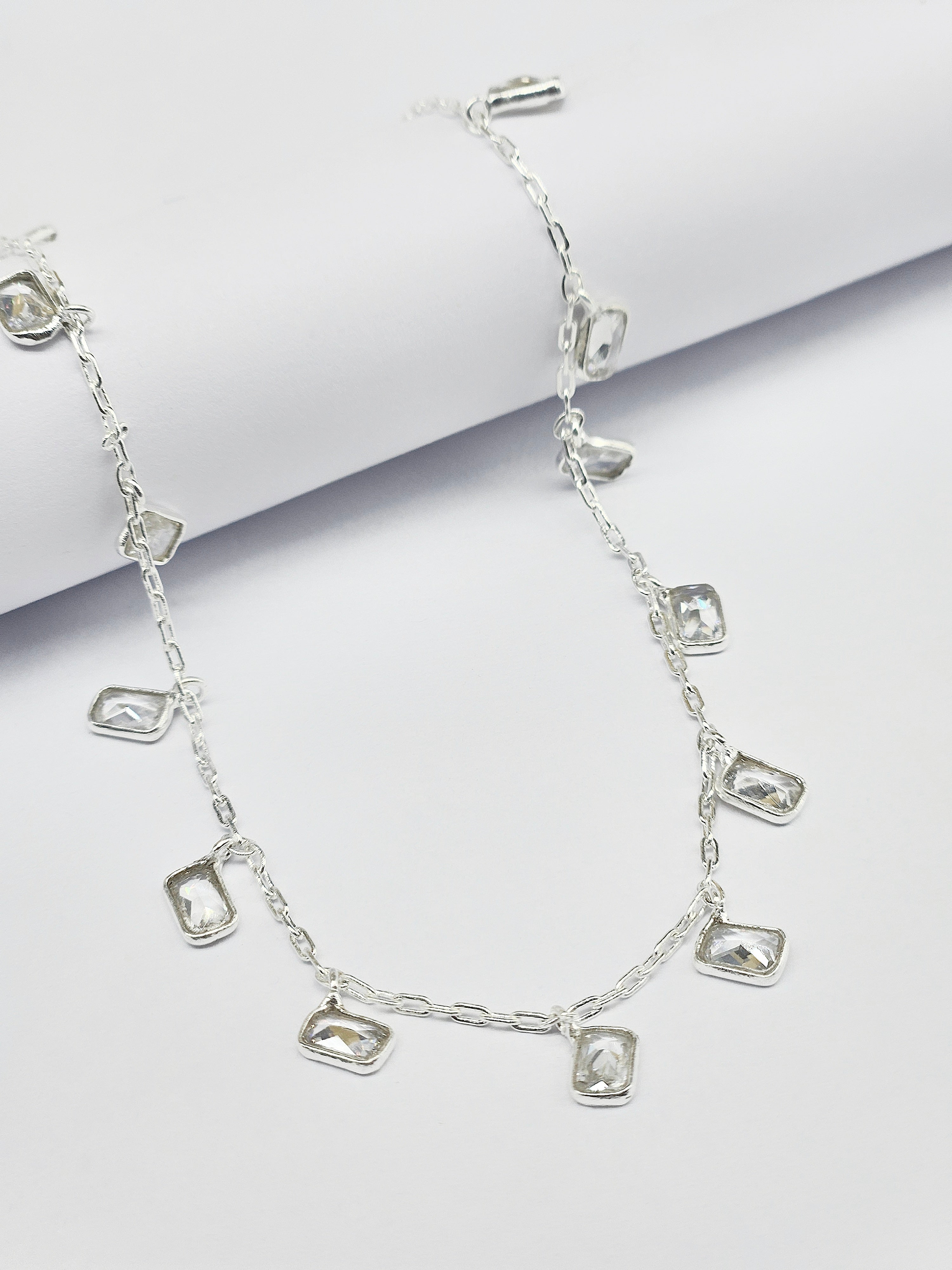 Square Drop 925 Sterling Silver Anklet for Women | Geometric Charm Adjustable Silver Payal