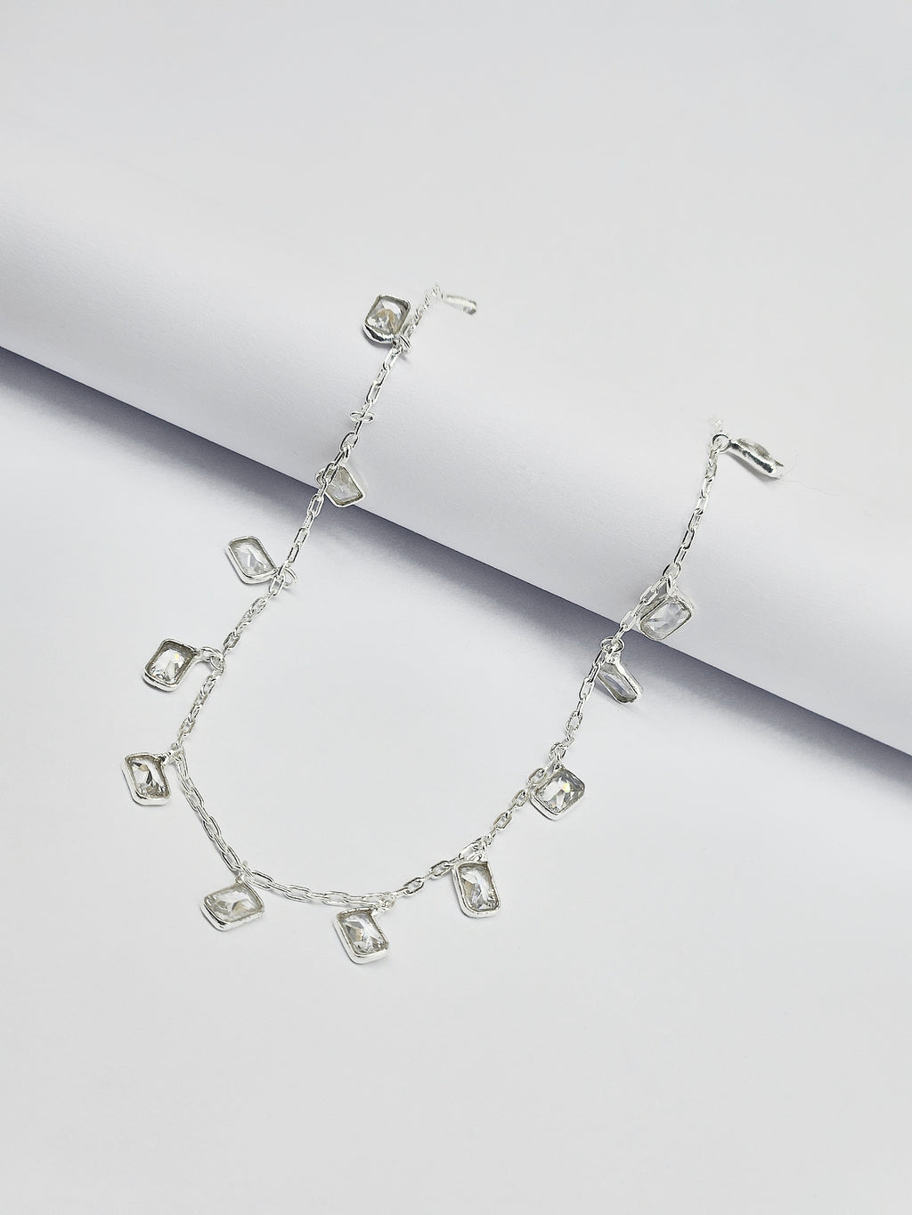 Square Drop 925 Sterling Silver Anklet for Women | Geometric Charm Adjustable Silver Payal