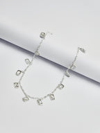 Square Drop 925 Sterling Silver Anklet for Women | Geometric Charm Adjustable Silver Payal