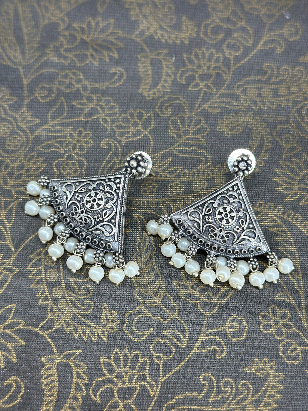Swasti German silver Oxidised Earring
