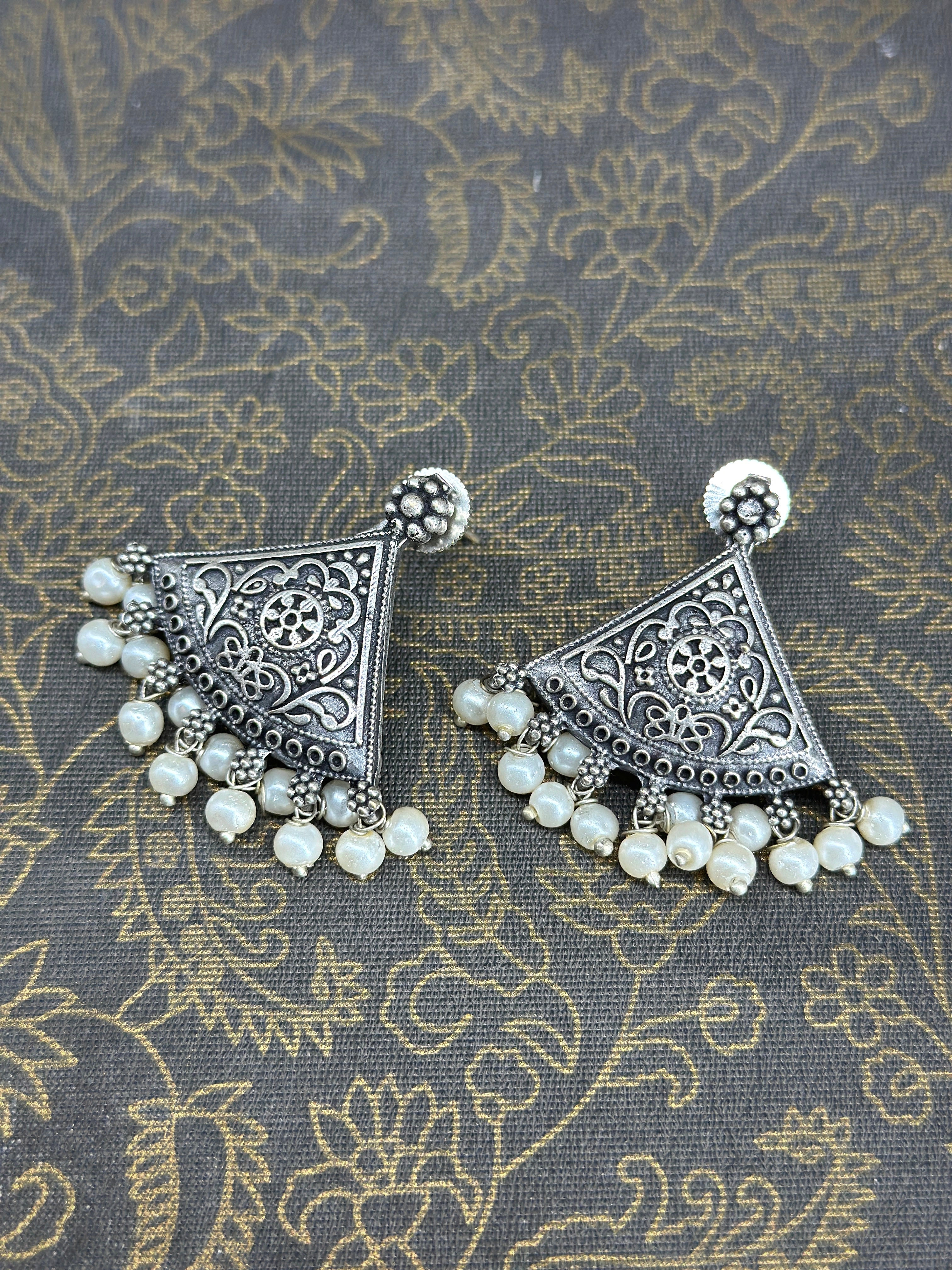 Swasti German silver Oxidised Earring