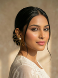 Statement Gold Wire Flower Earrings with Pearl Center | Minimal Floral Stud Earrings for Women & Girls