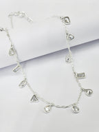 925 Sterling Silver Multi-Motif Charm Anklet for Women | Heart, Teardrop, Rectangle, Triangle & Round Dangle Anklet | Elegant Everyday Silver Payal