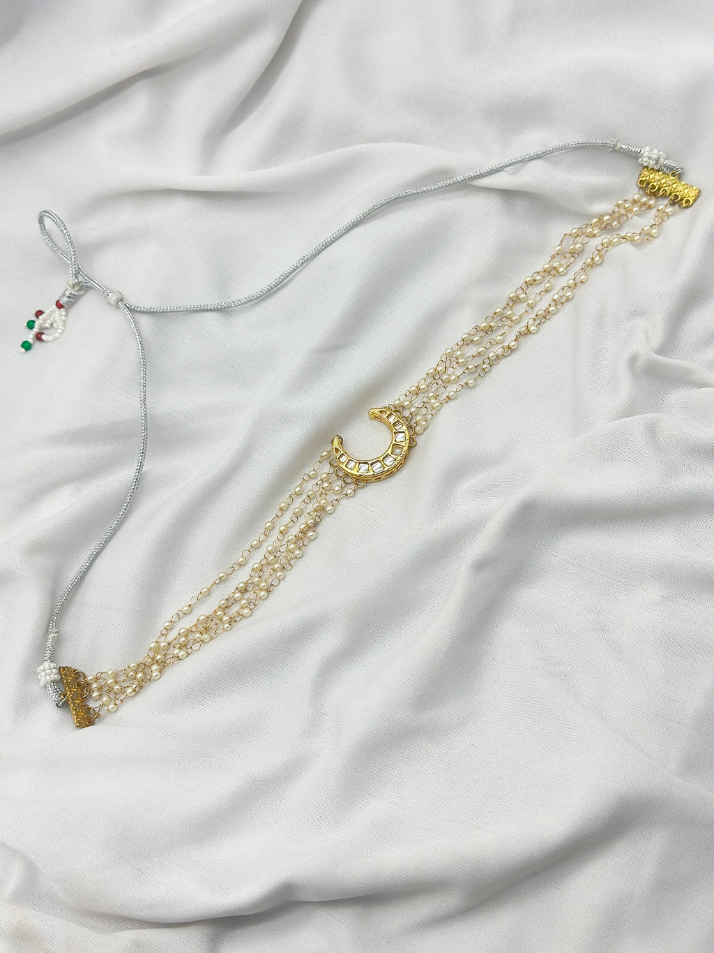 Pearl Cluster Choker with Crescent Pendant