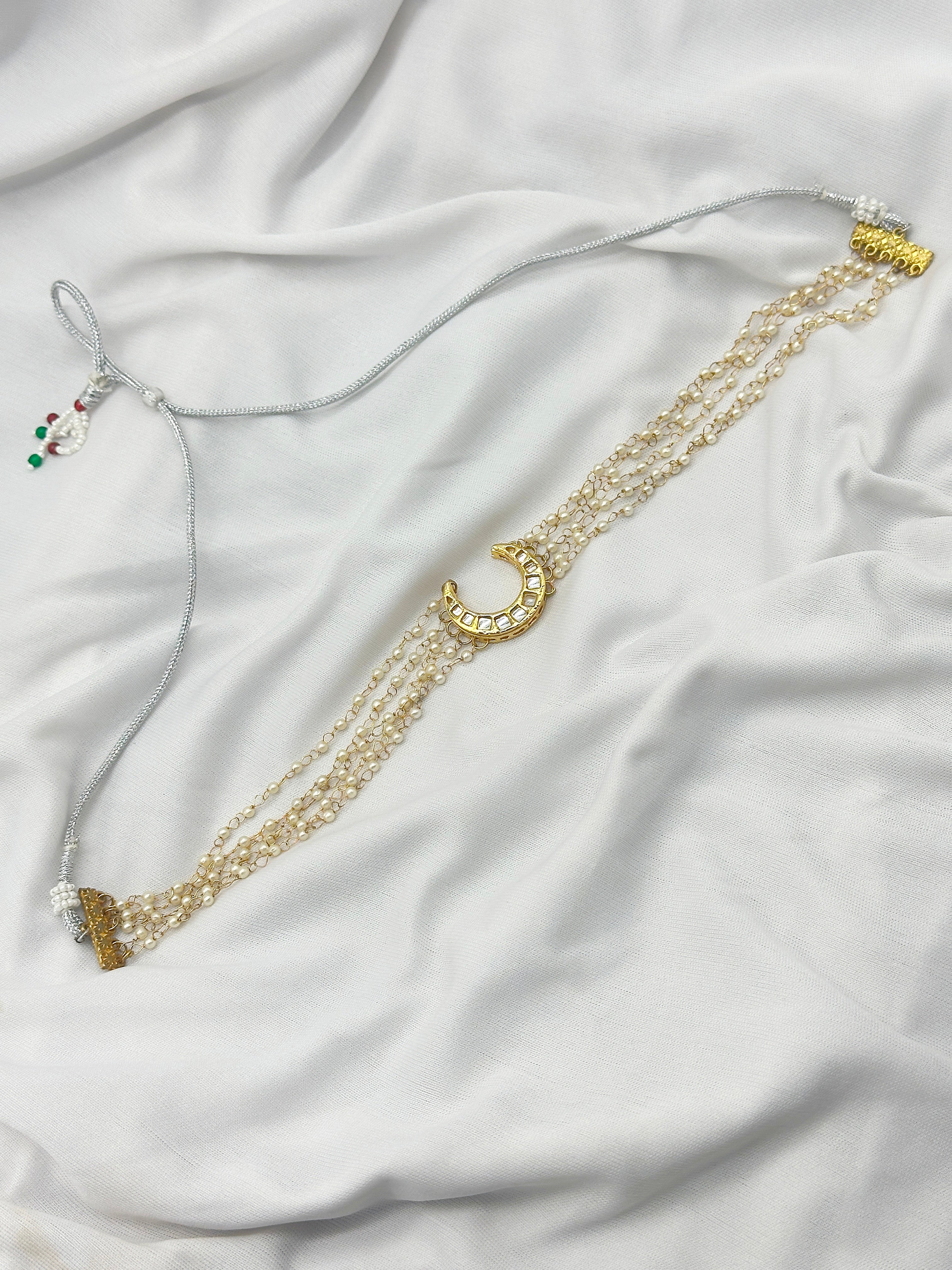 Pearl Cluster Choker with Crescent Pendant