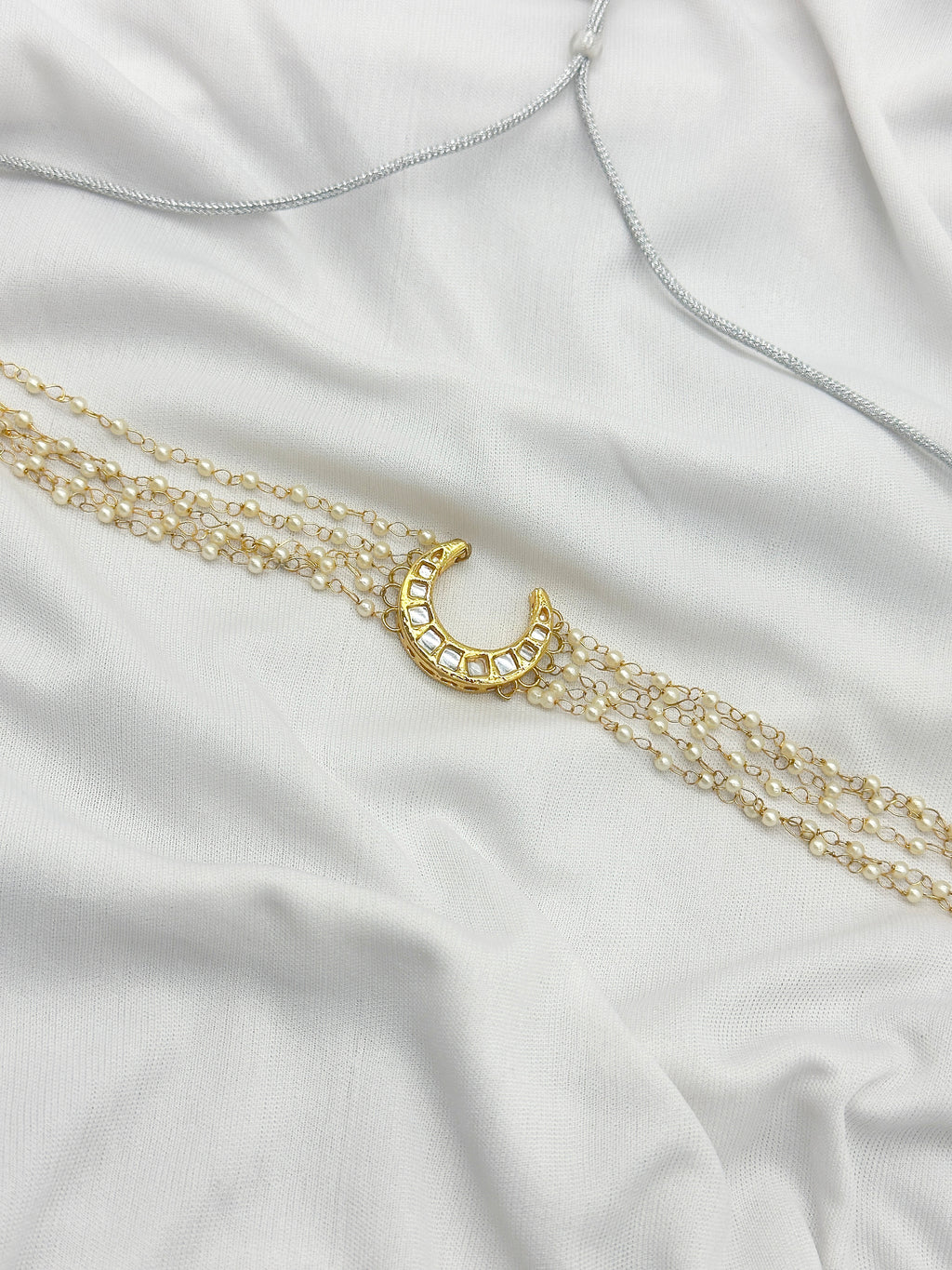 Pearl Cluster Choker with Crescent Pendant