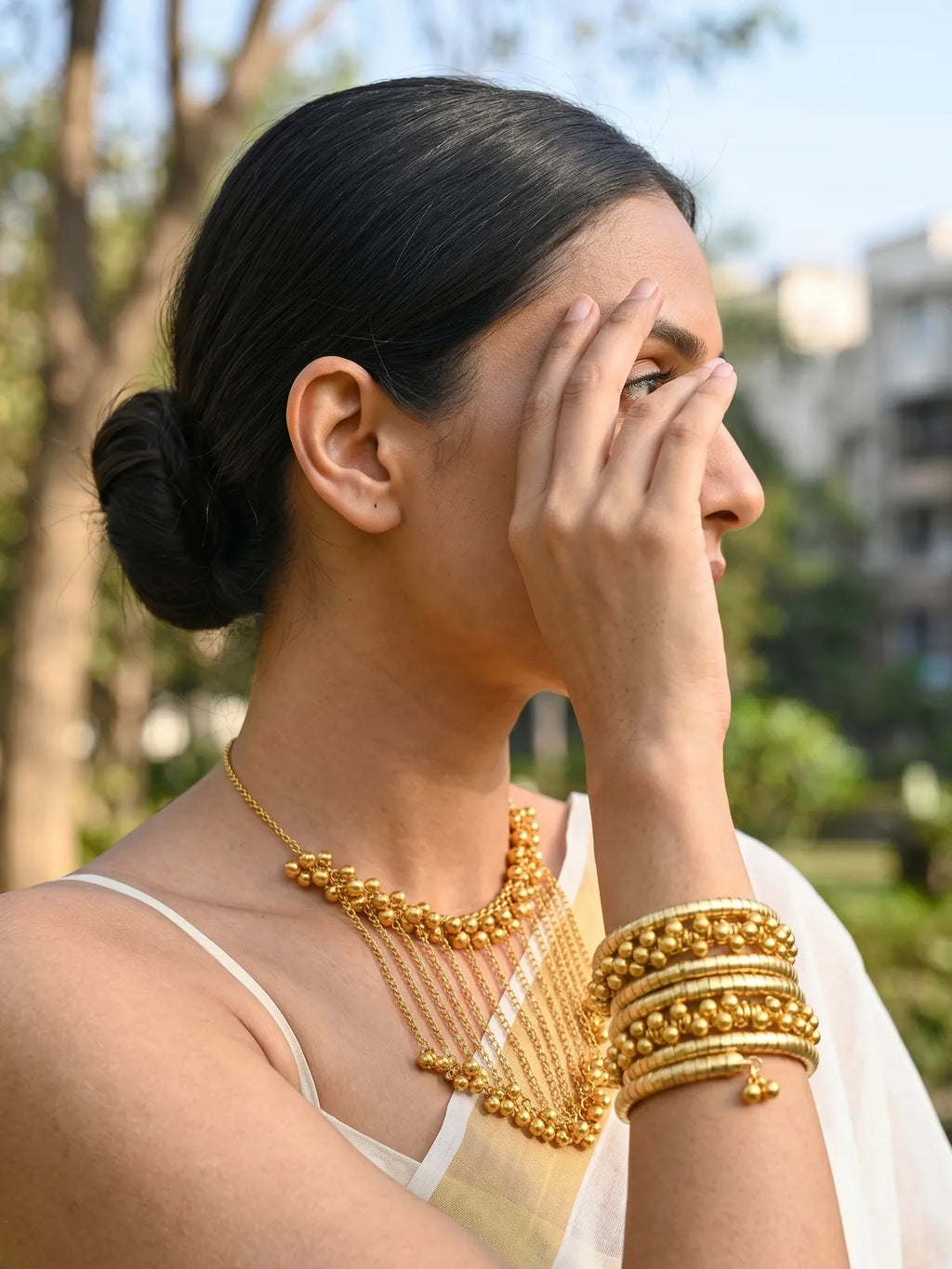 Under ₹999 Gold Ghungroo Gift Set | Spiral Bracelet & Statement Necklace | Affordable Festive Jewelry Combo