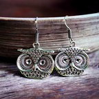 Big Owl Oxidised Earring For Women