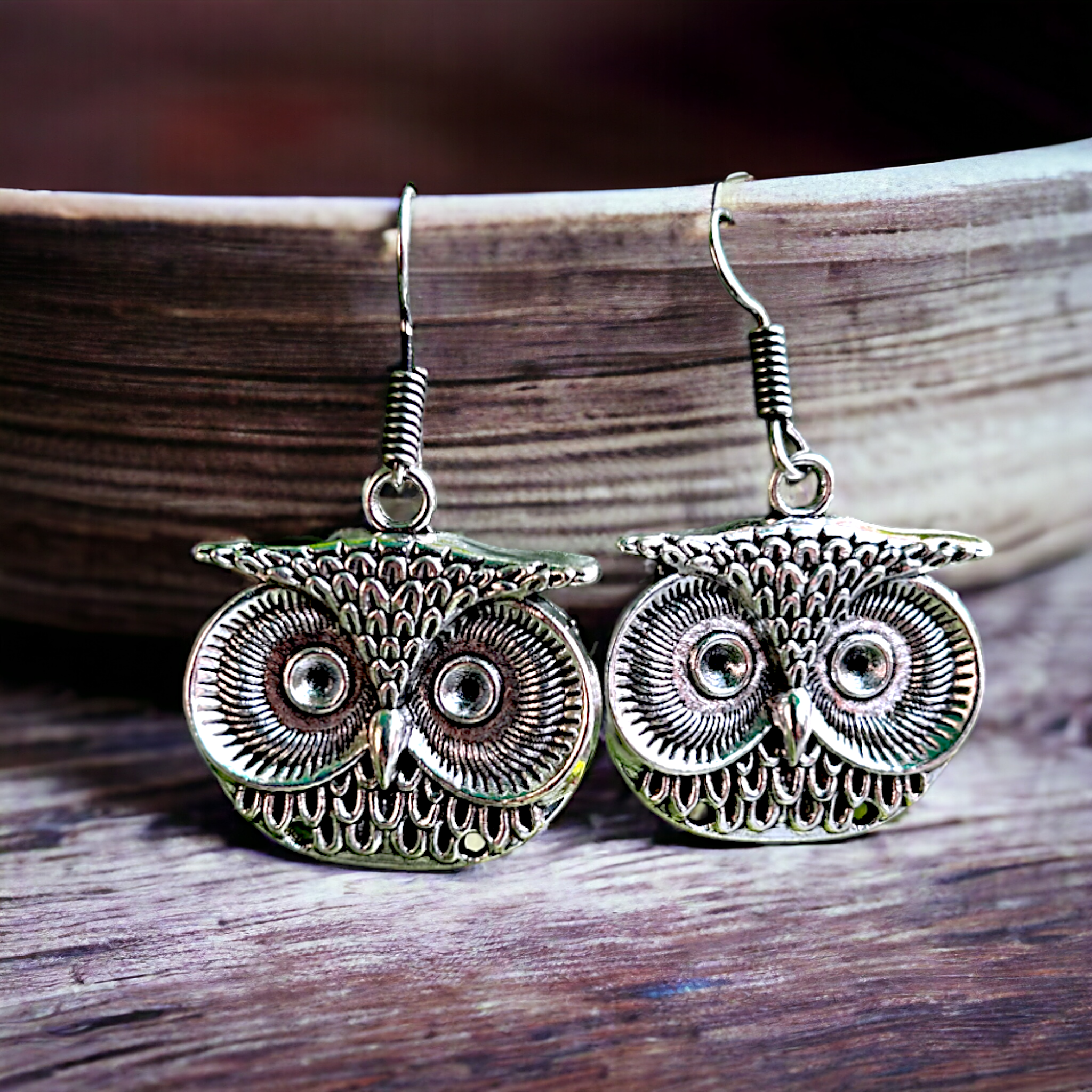 Big Owl Oxidised Earring For Women