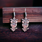German Silver Owl Earrings for Women | Oxidised Silver Animal Design Drop Earrings | Boho Ethnic Statement Jewellery