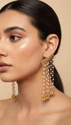 Traditional Gold Ghungroo Ear Cuff | Pearl Chain Ear Wrap for Women