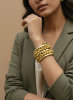 Gold Beaded Spiral Bracelet for Women – Adjustable Free Size Traditional Jewelry