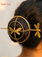 Elegant Gold Dragonfly Hair Bun & Stick | Statement Bun Pin | Minimal Metal Hair Accessory for Women & Girls