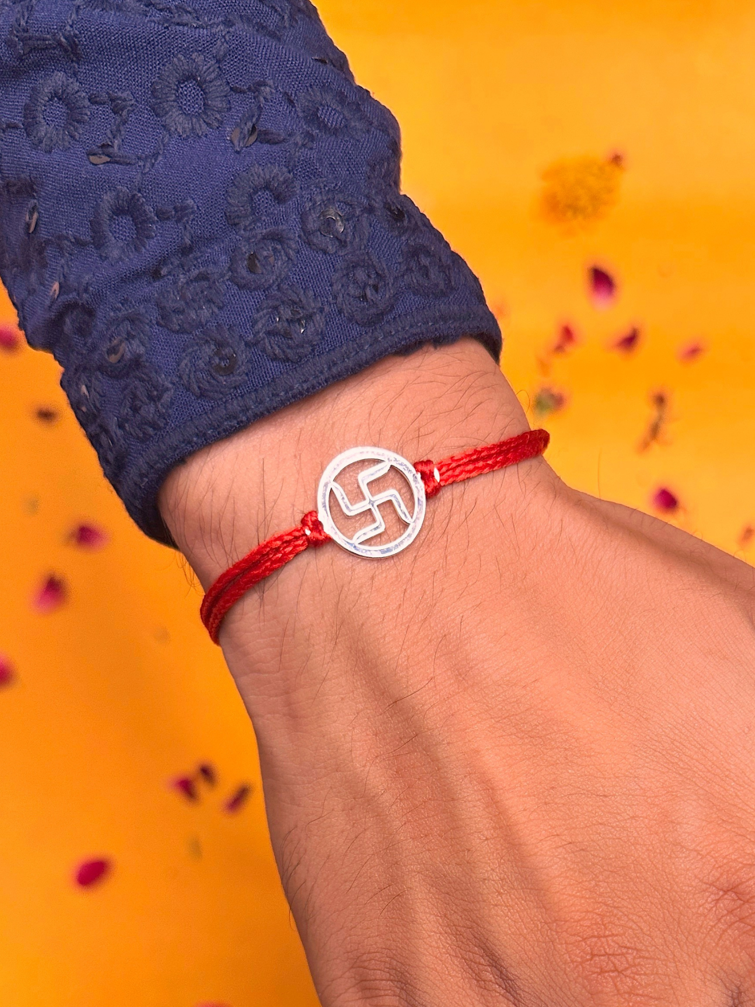 Swastik Pure Silver Rakhi