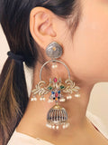 Prem Pakshi German Silver Oxidised Earring