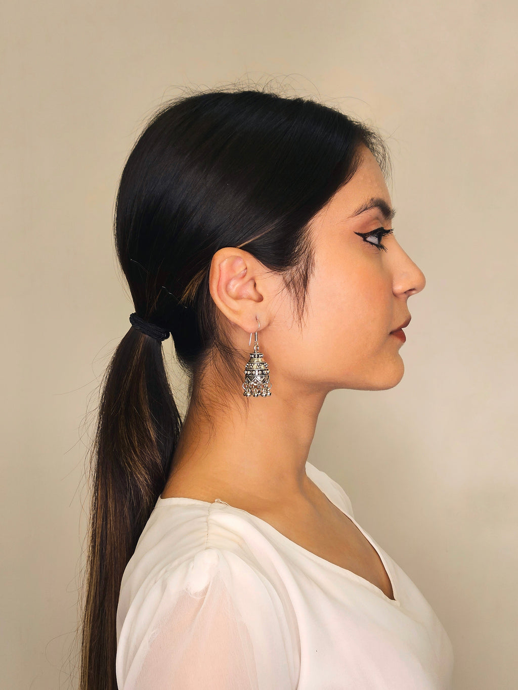 German Silver Pearl Jhumka Earrings for Women | Oxidised Silver Traditional Jhumki Earrings | Ethnic Statement Jewellery