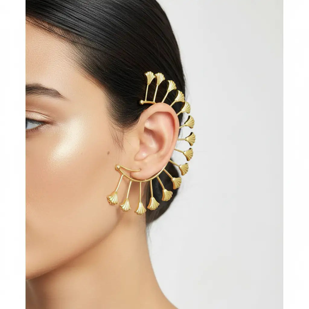 Gold Fan Bun Pin for Women | Elegant Hair Accessory for Festive & Bridal Hairstyles