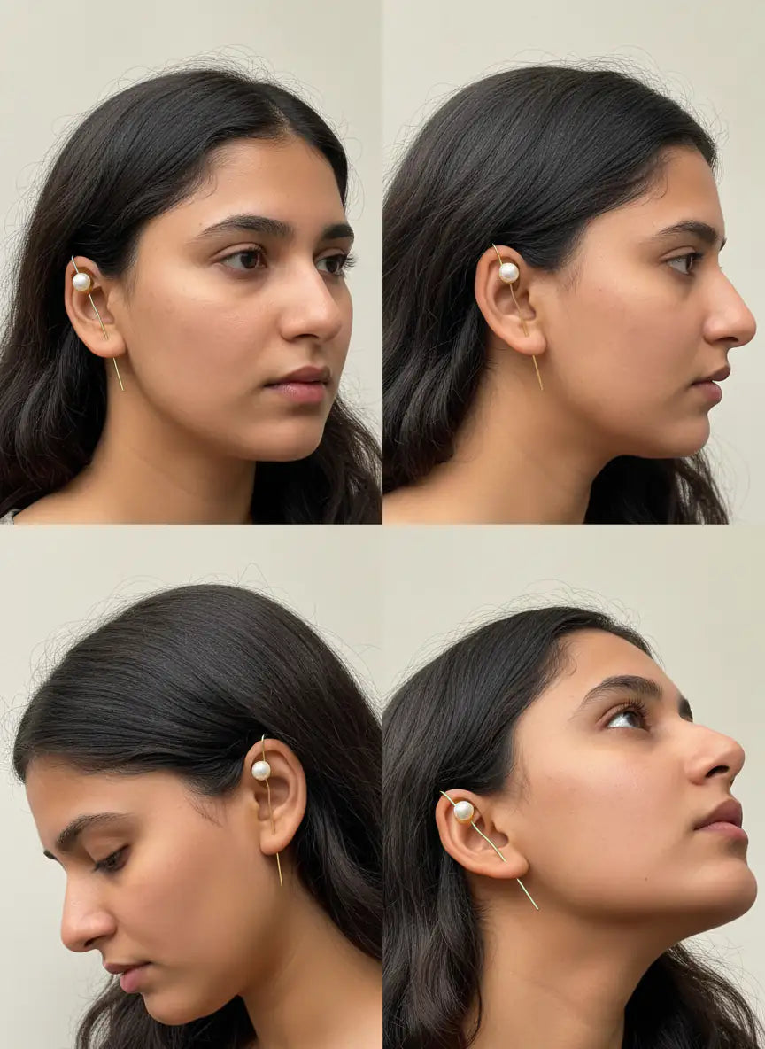 Minimal Gold Bar Pearl Earrings | Modern Long Dangle Earrings for Women