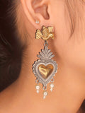 Hridaya German Silver Oxidised Earring