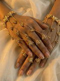 Gold Bridal Haath Phool for Women | Floral Hand Harness with Chain Rings | Traditional Wedding & Festive Hand Jewelry