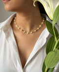 Elegant Gold-Plated Pearl Floral Necklace & Earring Set | Handmade Traditional Jewelry for Women