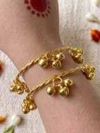 Adjustable Kashmiri Gold Bangles for Women – Handcrafted Beaded Traditional Jewelry