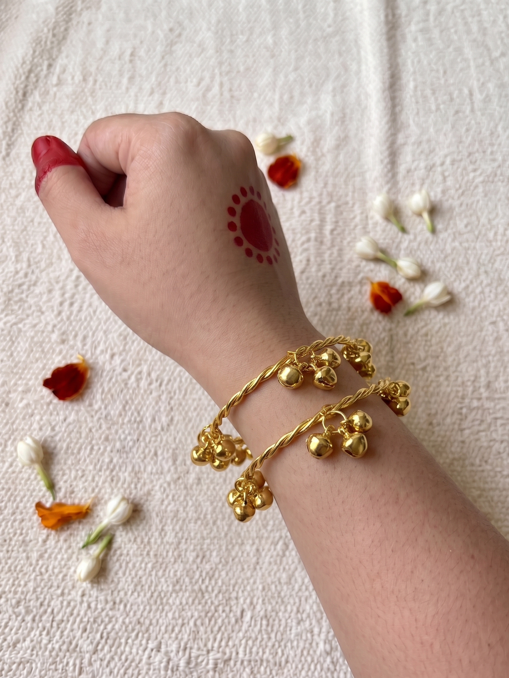 Adjustable Kashmiri Gold Bangles for Women – Handcrafted Beaded Traditional Jewelry